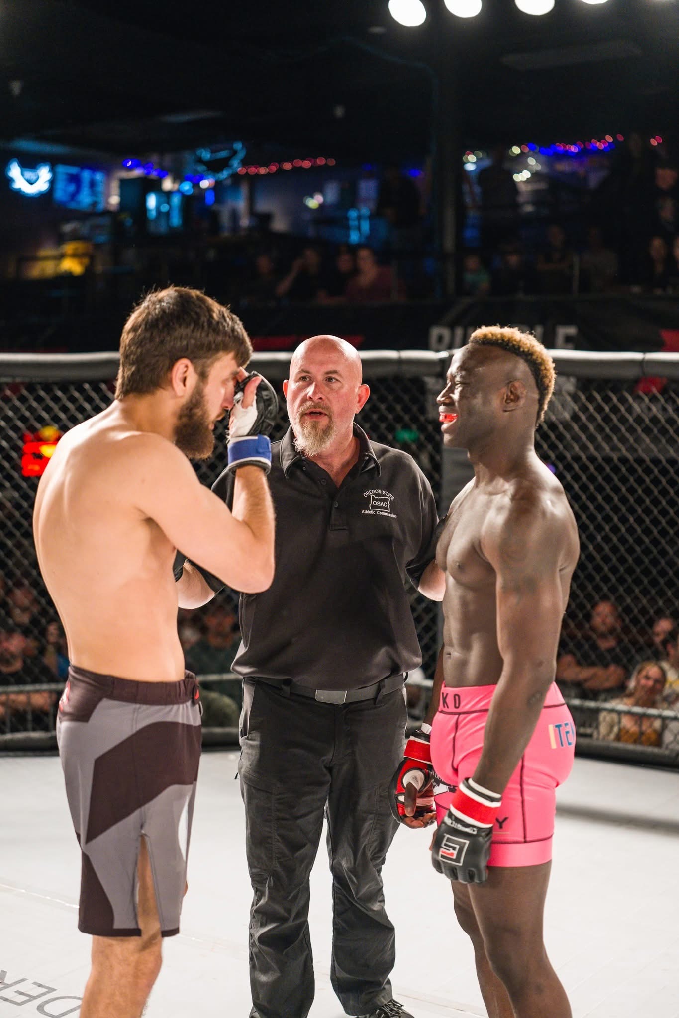 Pre fight face off with referee